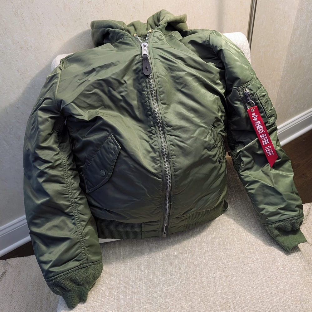 Alpha Industries Green Jacket with Orange Lining